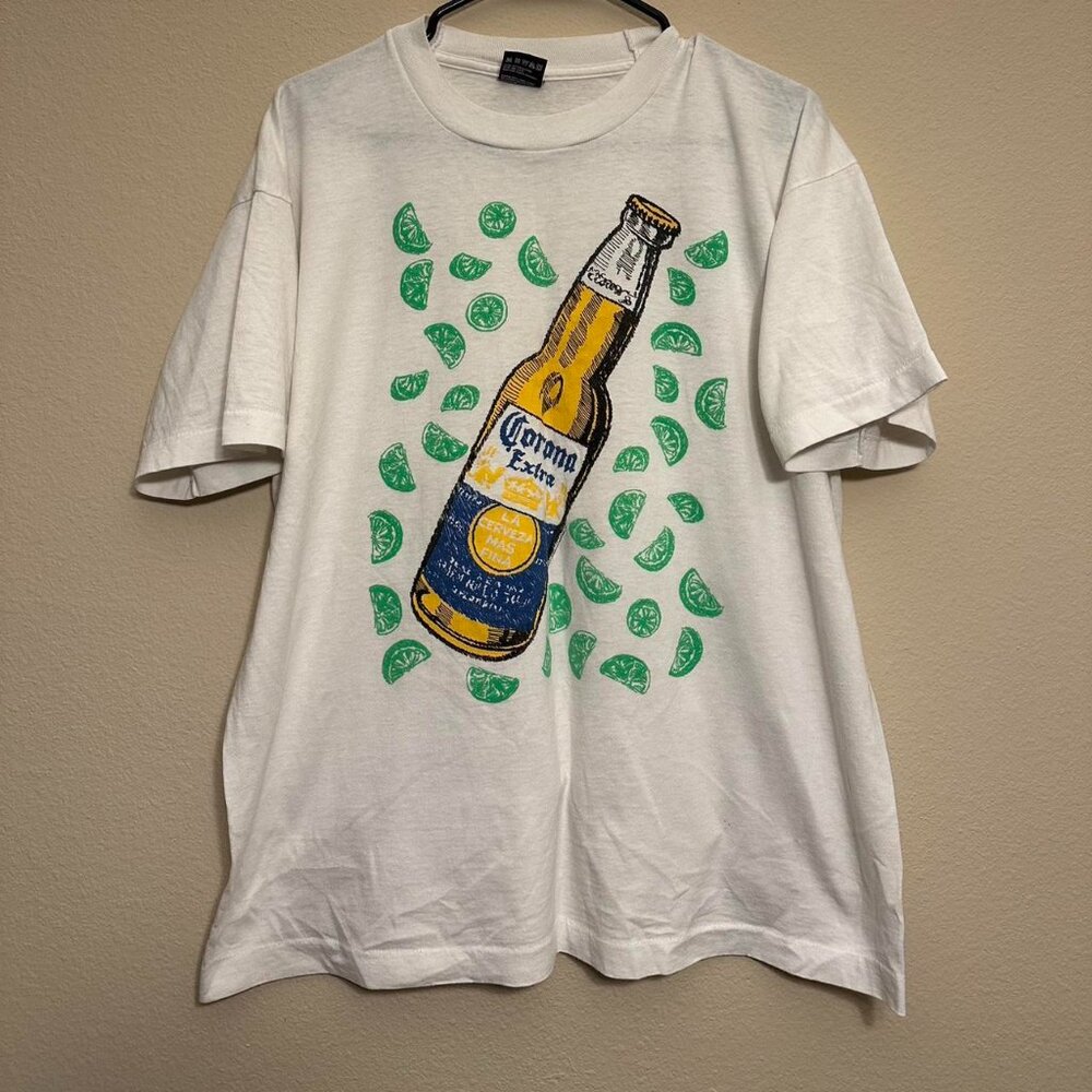 Vintage 90s Corona Extra Beer with Limes White Tee Size: XL